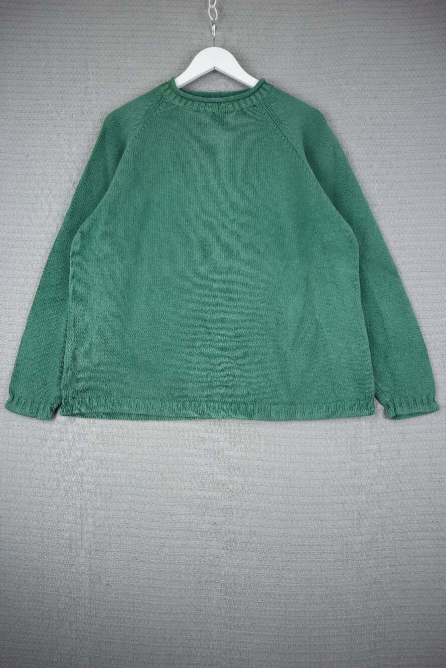 Northern Reflection Cotton Knit Sweater Green Large Vintage